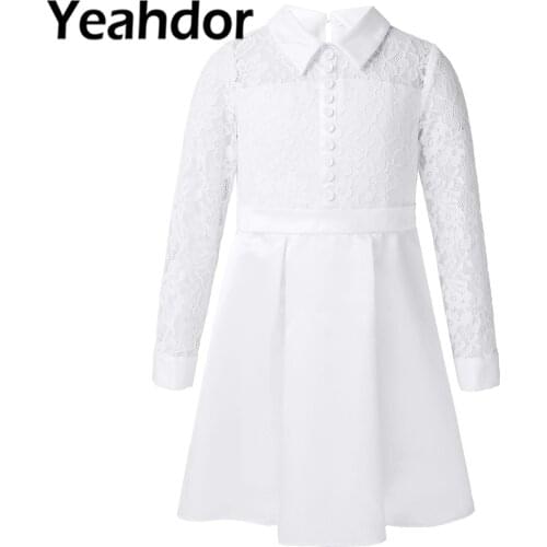 Kids Dresses for Girls Princess Dress Long Sleeve Lace Flower Girl Dresses for Wedding Party Bridesmaid Flower Girls Clothes