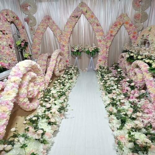 Artificial Silk Flower Wedding Road Lead Hydrangea Peony Rose Flower for Wedding Arch Square Pavilion Corners Decorative Flores