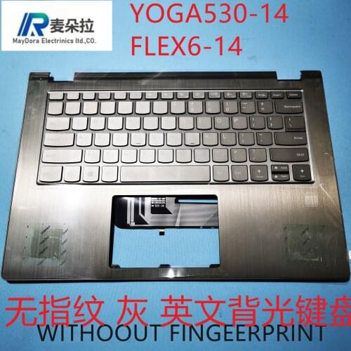 UK Keyboard for LENOVO YOGA 530-14 FLEX6-14 1470 1480 Palmrest Assembly W/ UK Keyboard Touchpad and Fingerprint Scanner BLUE
