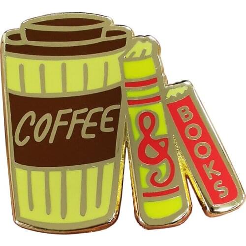 Coffee and books lover lapel pin literary bookish flair addition