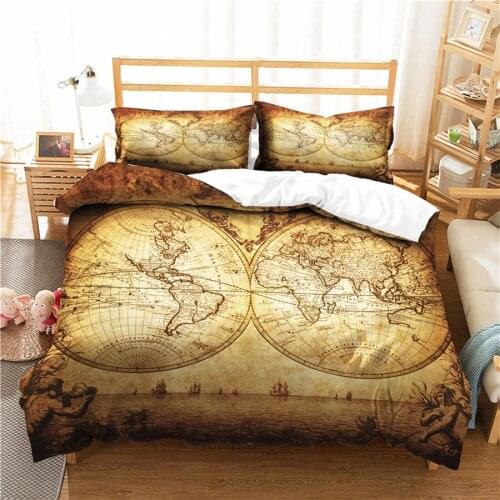 A Bedding Set 3D Printed Duvet Cover Bed Set World Map Home Textiles for Adults Bedclothes with Pillowcase #DT03