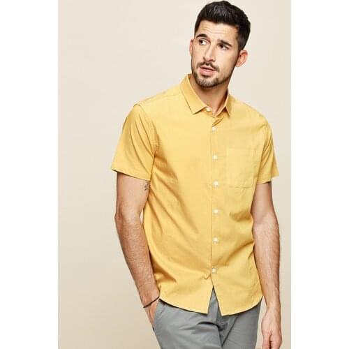 KUEGOU 2021 Summer Cotton Plain White Shirt Men Dress Casual Slim Fit Short Sleeve Streetwear For Male Casual Brand Clothes 8816