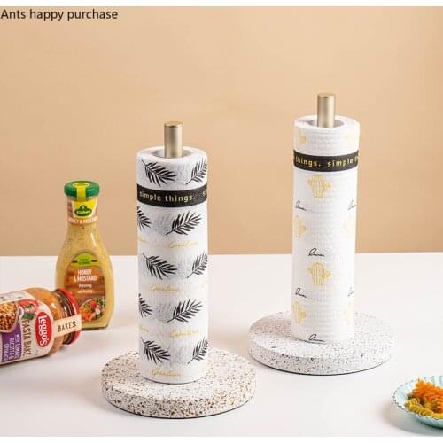 Kitchen Paper Towel Rack Vertical Paper Towel Storage Rack Marble Metal Paper Roll Holder Napkin Holder Paper Holders Tissue Box