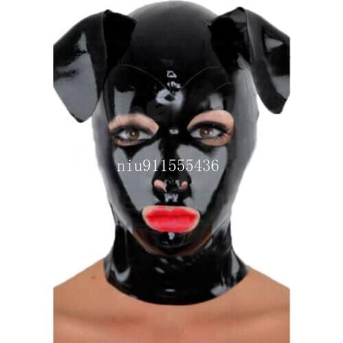 Latex Mask Rubber Unisex Hood Cosplay Back Zipper Rubber Fetish Animal Cosplay Mask Latex Headgear Customized XS-XXL