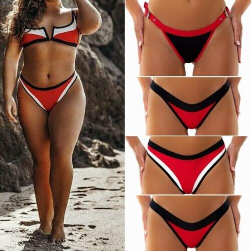 2019 Hot Womens Brazilian Bather Bikini Bottoms Swimwear Beach V Brief Semi Thong Sexy Swimsuit Bottoms
