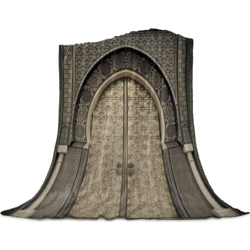 Moroccan Medieval Vintage Door Throw Blanket Home Decoration Sofa Blanket Warm Microfiber Blankets for Bedroom