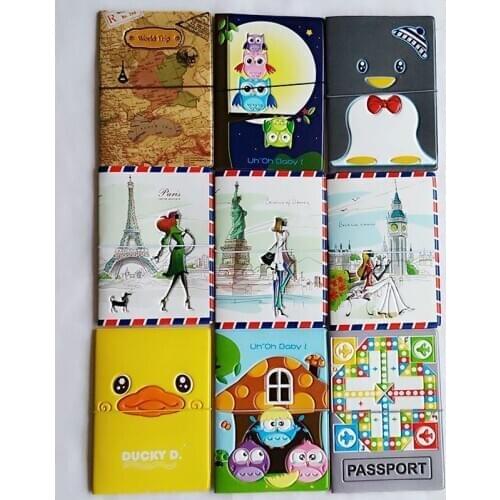 3D Design Fashion Cartoon World Trip Passport Cover ID Credit Card Bag PVC Leather Passport Holder 14*10CM