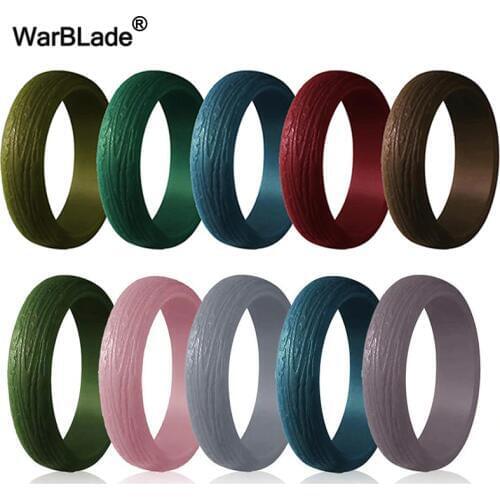 Fashion 5.7mm Tree Pattern Silicone Rings For Women Wedding Rubber Bands Sports Hypoallergenic Flexible Silicone Finger Ring