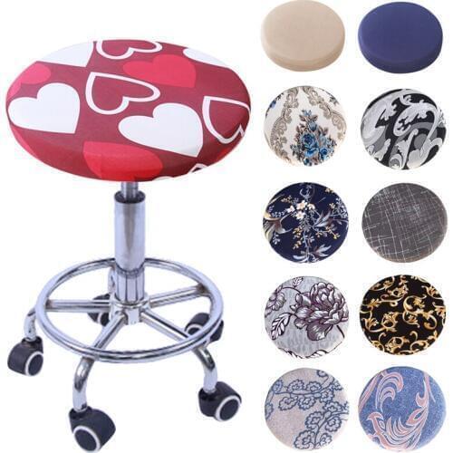 Soft Meeting Elastic Slipcover Seat Office Home Polyester Round Chair Stool Cover Bar Floral Printed Four Seasons Ornament