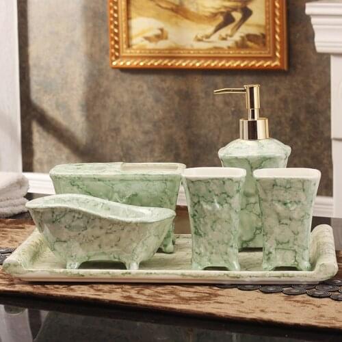 Bathroom Accessories Set Soap Dispenser Toothbrush Holder Gargle Cup Soap Dish With Tray Bathroom 5-6 Pieces Set Wedding Gifts