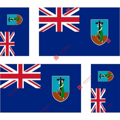 Set of 4x Car Decal Decoration Laptop Sticker Vinyl Car Bumper Decal Outdoor Car Moto World Flag Montserrat