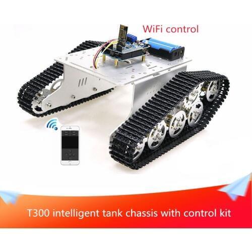 With Handle/Bluetooth/WiFi RC Control Kit T300 Metal Robot Tank Chassis Car Kit 2pcs 9V 150rpm Motors Remote Control DIY RC Toy