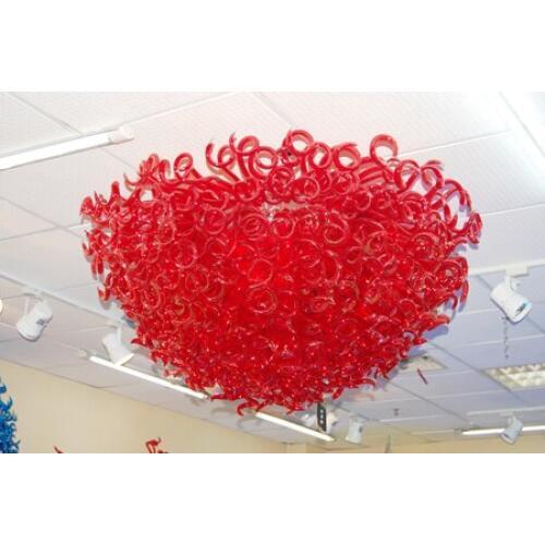 Latest Design Energy Saving LED CE/UL Cetificate High Ceiling Decoration Red Hand Blown Murano Glass Chandelier