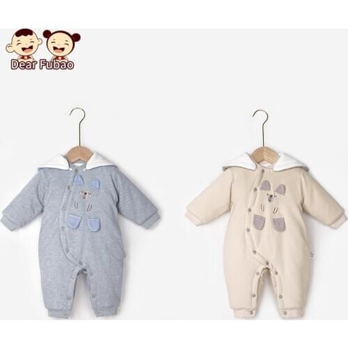 Children Jumpsuits Winter Warm Jumpsuit Cute Girls Clothing Newborn Boys Clothes Hooded Toddler Playsuit Christmas Baby Clothes