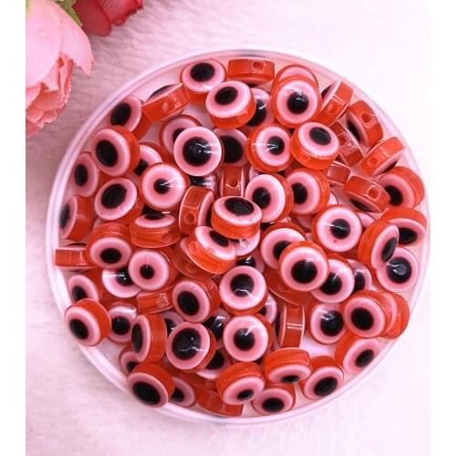NEW 50PCS 8/10mm Oval Beads Evil Eye Resin Spacer Beads for Jewelry Making DIY Bracelet Beads #02