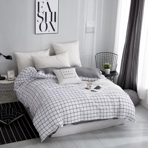Duvet Cover White Plaid Bed Cover for Kids Adults Single Double Bed Bedroom Use (No Pillowcase) XF719-29