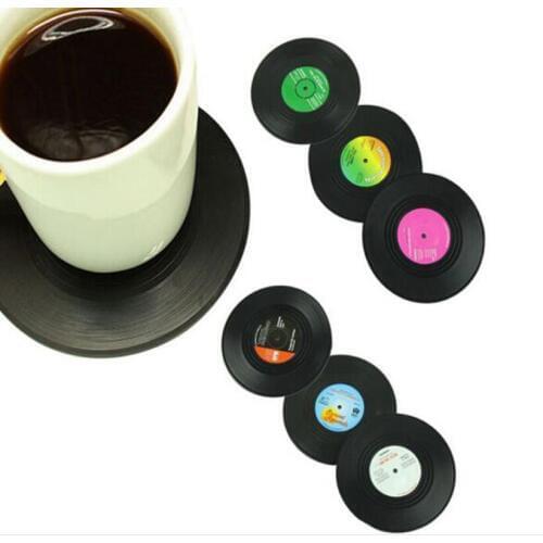4Colors Environmental Plastic Vinyl Record Table Placemats Simple and Creative Mug Coaster Heat-resistant Cup Coasters
