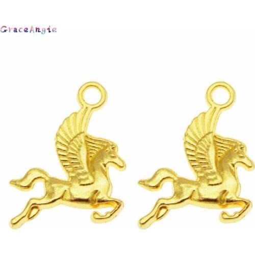 GraceAngie 20PCS Horse Charms Gold Animals Alloy Pendant Bracelet Necklace DIY Metals Accessories Gold DIY supplies Jewelry