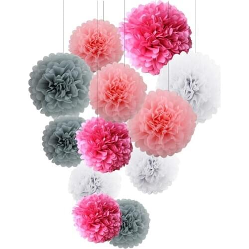 5 Pcs Tissue Paper Pom Poms Flower Balls for Birthday Wedding Party Baby Shower Decorations Tissue Paper Pompoms Party