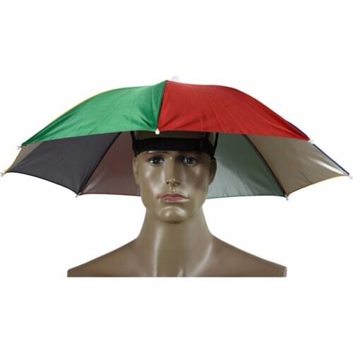 Portable Head Umbrella Hat Anti-Rain Fishing Caps Unisex Outdoor Pesca Camping Hiking Sports Foldable Parasol Sunshade Cap 55cm