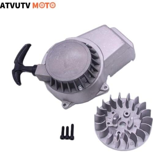 Pull Start Recoil Starter with Flywheel For 43cc 47cc 49cc 2 STROKE Aluminum ATV Mini Dirt Pocket Bike Chopper ATV Scooter