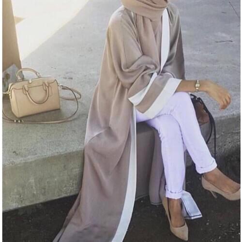Casual Muslim Abaya Striped Dress Scarf Cardigan Long Robes Kimono Ramadan Middle East Thobe Worship Service Islamic Clothing