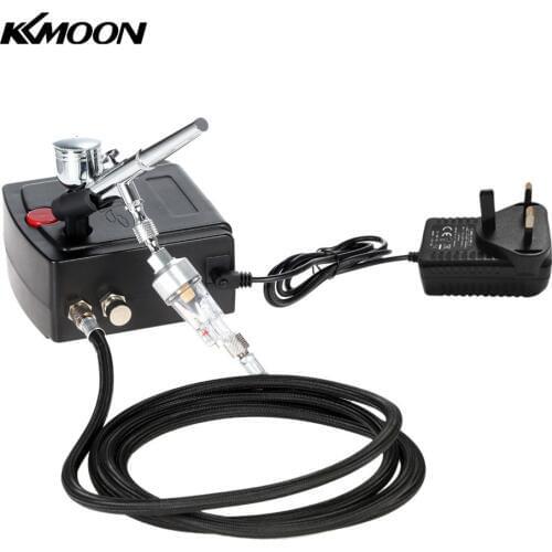 KKmoon100-240V Professional Gravity Feed Dual Action Airbrush Air Compressor Kit for Art Painting Manicure Craft Cake Spray Tool