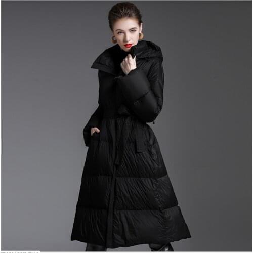 High Quality Purple Color Down Parka Women Winter Coat Long Warm Coats Winter New Hooded Jacket White-Duck-Down Thicken Outwear