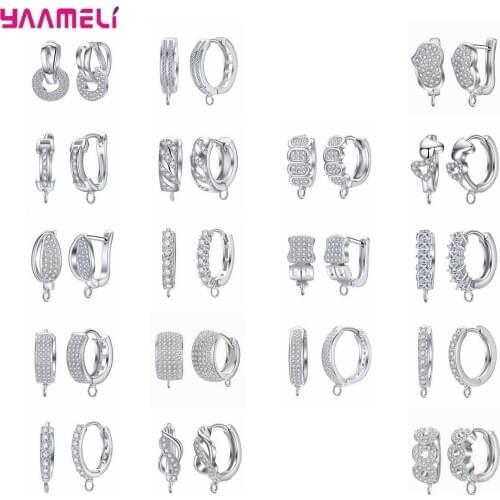 S925 Sterling Silver Jewelry Findings Earring Making Components New Fashion Women Cubic Zirconia Trendy Statement DIY Brincos