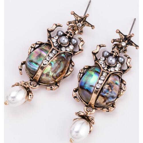 Cultured Pearl Star Insect Earrings 2018 Personalized Cute Statement Earrings Fashion Women Jewelry Brinco Drop Earrings