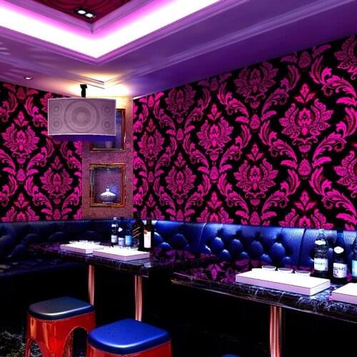 Blue Purple Gold Damask Flower Wall Paper Luxury ktv Room Bar Night Club Decoration Wallpapers Waterproof Vinyl Wallpaper P105