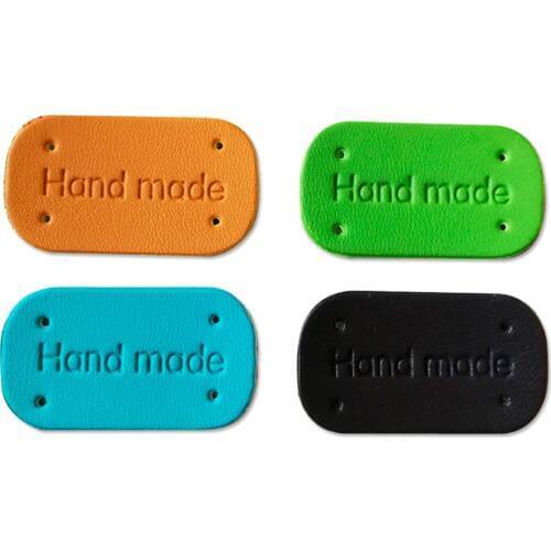 Blue Hand Made Leather Labels For Clothing Customized Handmade Leather Garment Tags For Clothes Custom Logo Name Leather Label