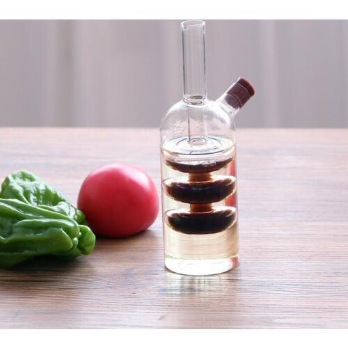 Oil Vinegar Sauce Glass Storage Bottle Borosilicate Glass Kitchen Storage Bottle Can Leakproof Double Soy Sauce Bottle Seasoning