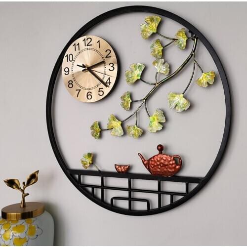 Oriental Vintage Wall Clock Decorative Silent Quartz Retro Wall Decor Chinese Anciant Poetic Home Wall Ornament Creative Design