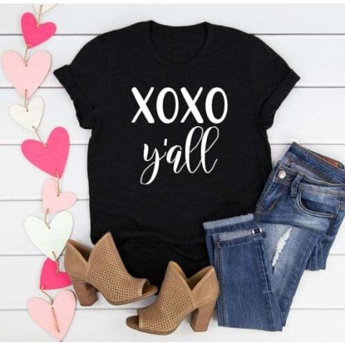 XOXO Y'all T-Shirt Unisex Stylish Hipster Casual Tee Graphic XOXO Valentines Day Grunge Vintage Tumblr Tops art Gift t shirts