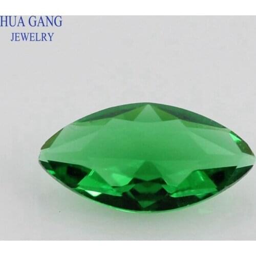 Green Marquise Shape Princess Cut Loose Glass Beads Synthetic Gems For Jewelry Size 1.5x3~10x20mm Free Shipping