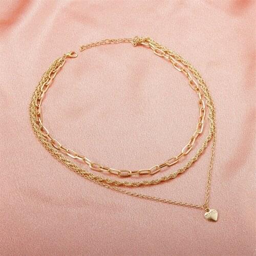 Women MAMA Letter Geometric Heart Pendant Necklaces Multilayer Gold Twist Link Chains Necklaces for Mothers Day Gifts Jewelry