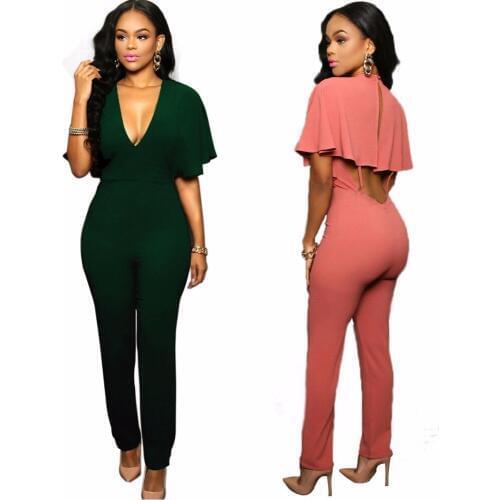 Women 2019 Fashion Jumpsuit Backless Sexy V-neck bodysuit body feminino rompers clothing