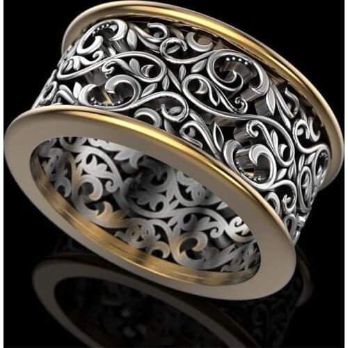 Vintage Carved Vine Pattern Band Ring Punk Hallow Out Finger Rings For Women Metallic Style Party Ring Delicate Jewelry N3C324