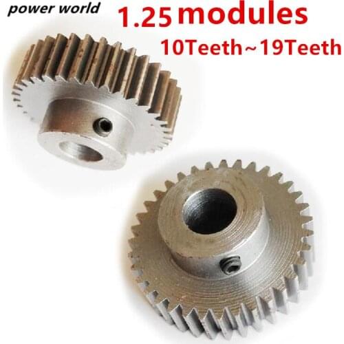 1.25 Modules 10T-19T Involute Cylindrical Spur Gear Fine Hole with Set Screw Motor Parts Accessory