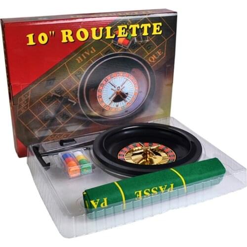 OOTDTY 10 inch Roulette Game Set with Table Cloth Poker Chips for Bar Party Borad Game