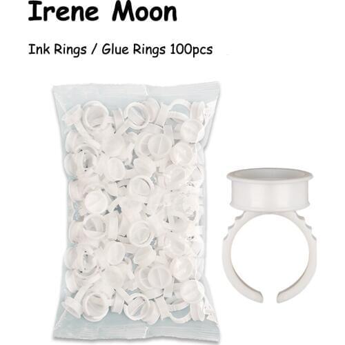 100pcs Seperated Ring With Well Tattoo Pigment Ring Eyelash Glue Ring Container Plastic Disposable Portable Cosmetic Supplies