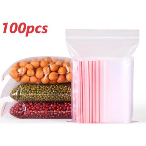 100pcs/pack Food grade Small Zip Lock Plastic Bags Reclosable Transparent Bag Shoe Bag Vacuum Storage Bag Poly Clear Bags