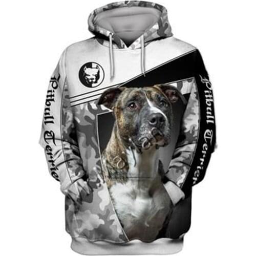 2021 Fashion Animal Pit Bull 3D Printed Hoodie Men Women Casual Pet Dog Designs Hooded Oversized Hooded Coat Drop Shipping WQ-76