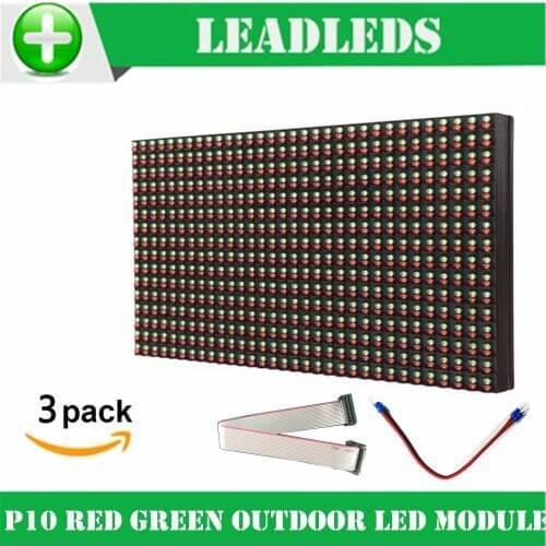 3pieces/lot) p10 led display module 32*16 pixel DIP outdoor RED+GREEN dual color led panel led sign board led screen billboard