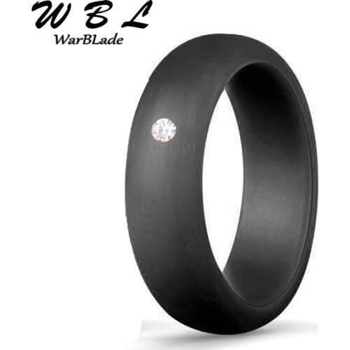 5.7mm Rhinestone Silicone Ring Hypoallergenic Flexible For Women Wedding Rubber Bands Food Grade FDA Women Silicone Finger Rings