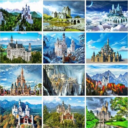 5D Square/Round Diamond Embroidery Castles Landscape Diamond Painting Cross Stitch Kit Mosaic Needlework Home Decoration