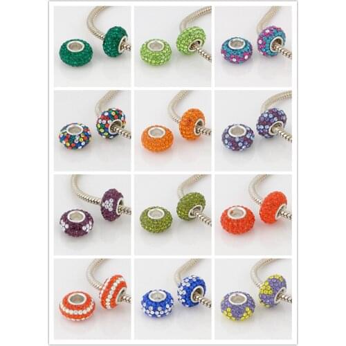 Austrian Crystal Rhinestone Pave Sterling Silver Core European Beads Spacers For DIY European Charm Bracelets Necklaces BSCS01