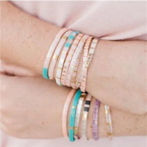 YAUKIA Sunshine Beach Miyuki Tila Bead Bracelet Fashion Boho Summer Holiday Charm Wrist Jewelry Bracelet For Women Girls Gift