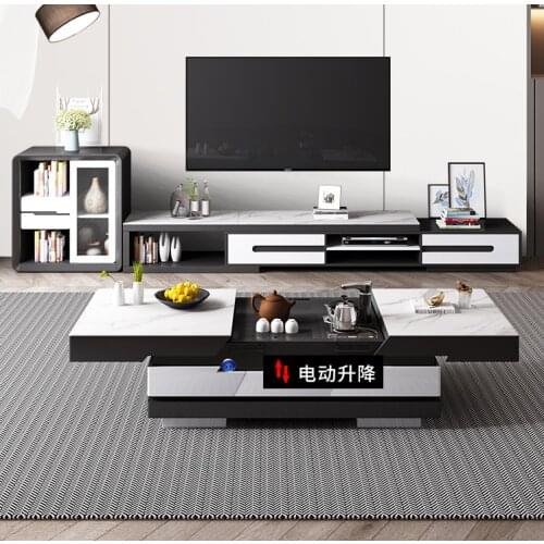 Yanban kungfu tea table TV cabinet combination intelligent lifting tea table multifunctional marble living room domestic tea tab